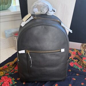 New Fossil Black Leather Backpack